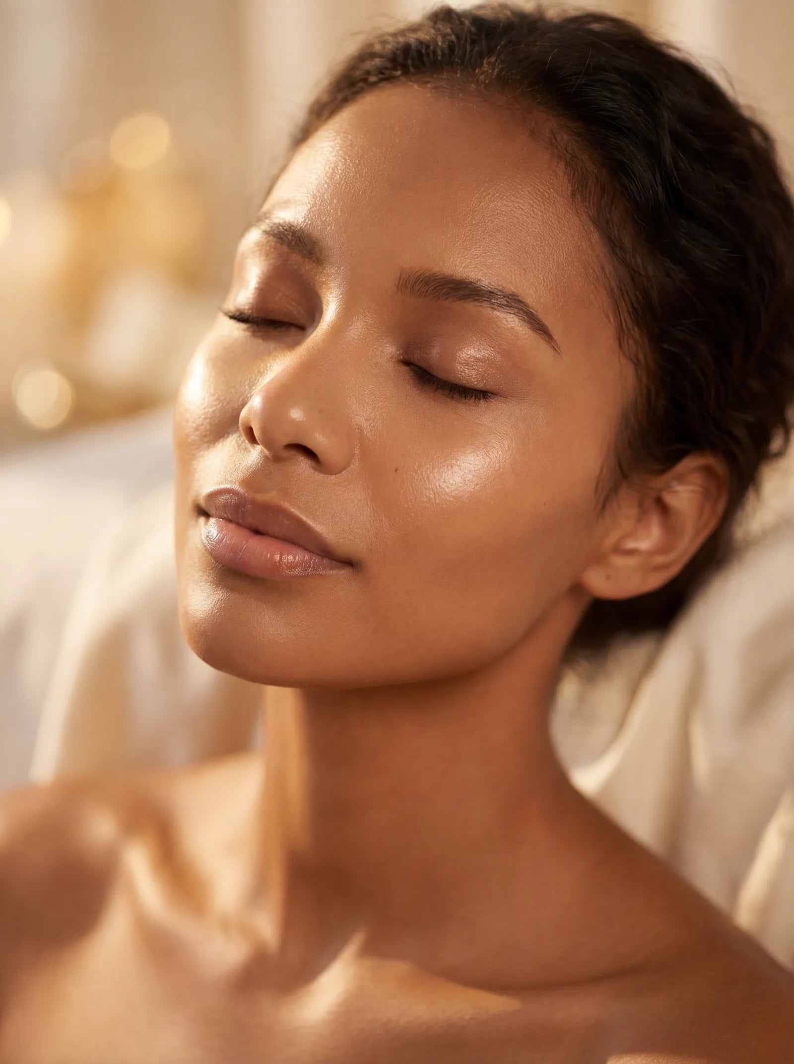 Woman with radiant luminous skin — the Maison Van Irene glow